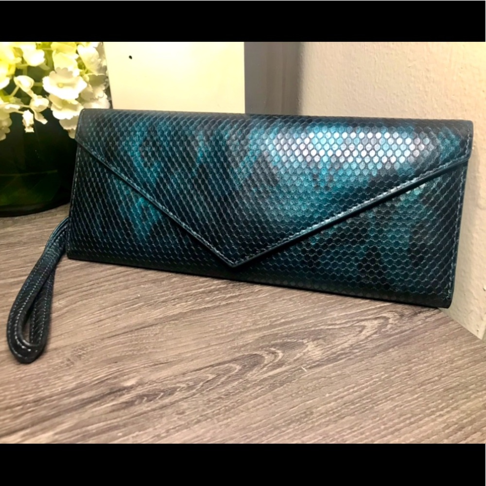 Green Vinyl Python Marc Jacobs Envelope Wristlet - image 1